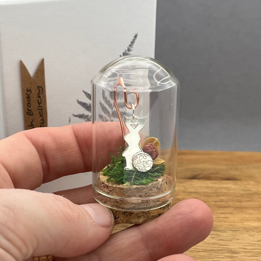 Handmade Sterling Silver Easter Bunny Rabbit Pendant, Chain and Mini Display Jar