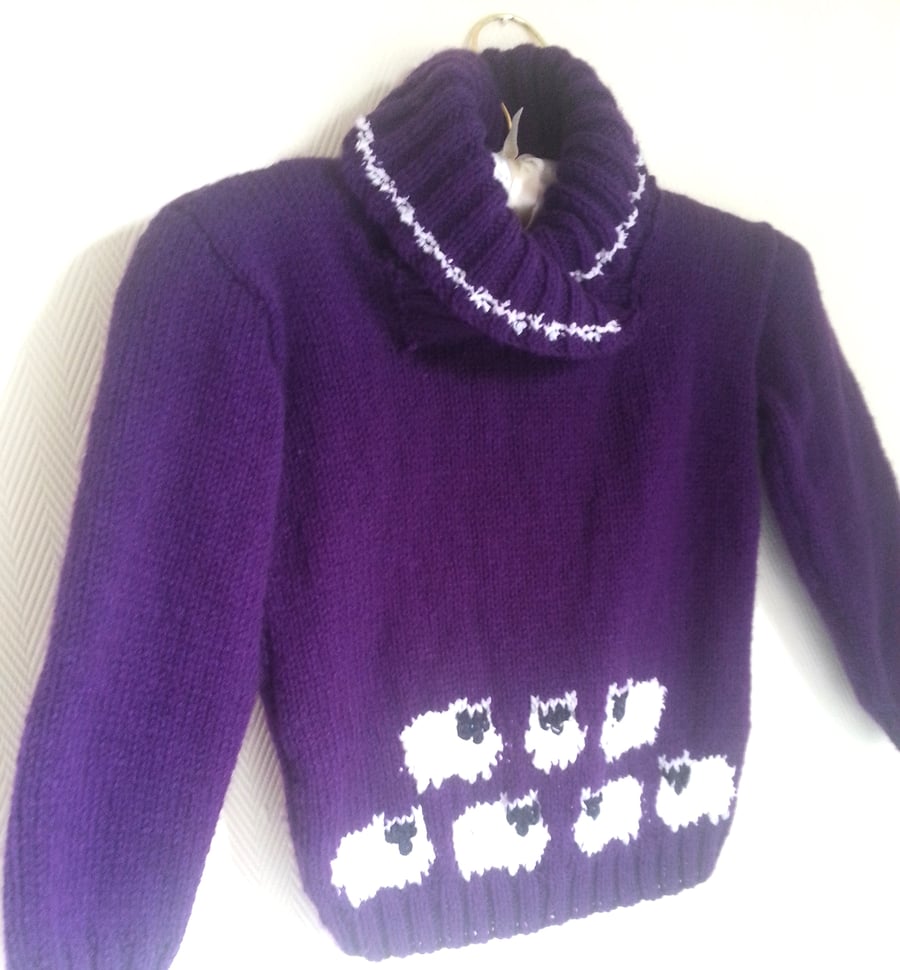 Knitting Pattern Child's Sheep Sweater.  Digital Pattern