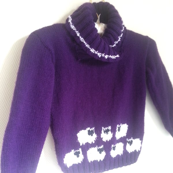 Knitting Pattern Child's Sheep Sweater.  Digital Pattern