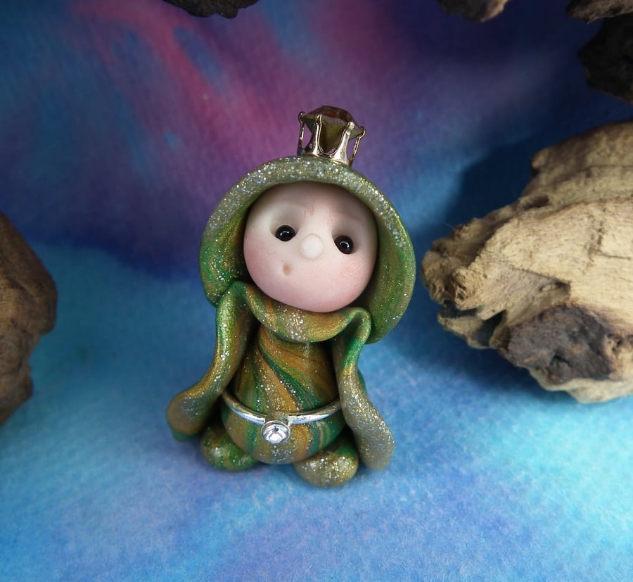 Princess 'Vari' Tiny Royal Gnome with Crown Jewels OOAK Sculpt by Ann Galvin