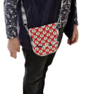 Anchor patterned fabric crossbody bag with long strap ideal for holiday items