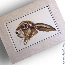 Hand Coloured Hare card