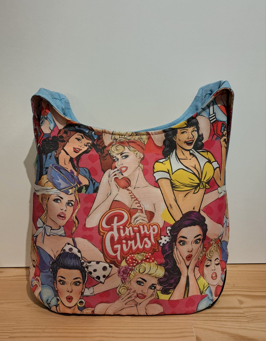 Big hobo style bag,Pin-up girls