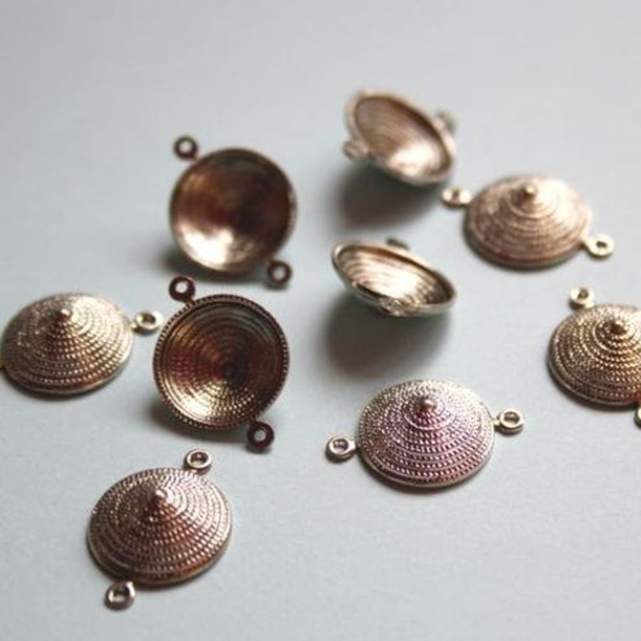 Silver tone connector - 2pcs