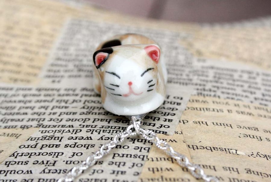 Sleeping Cat 3D Cat Statement Necklace