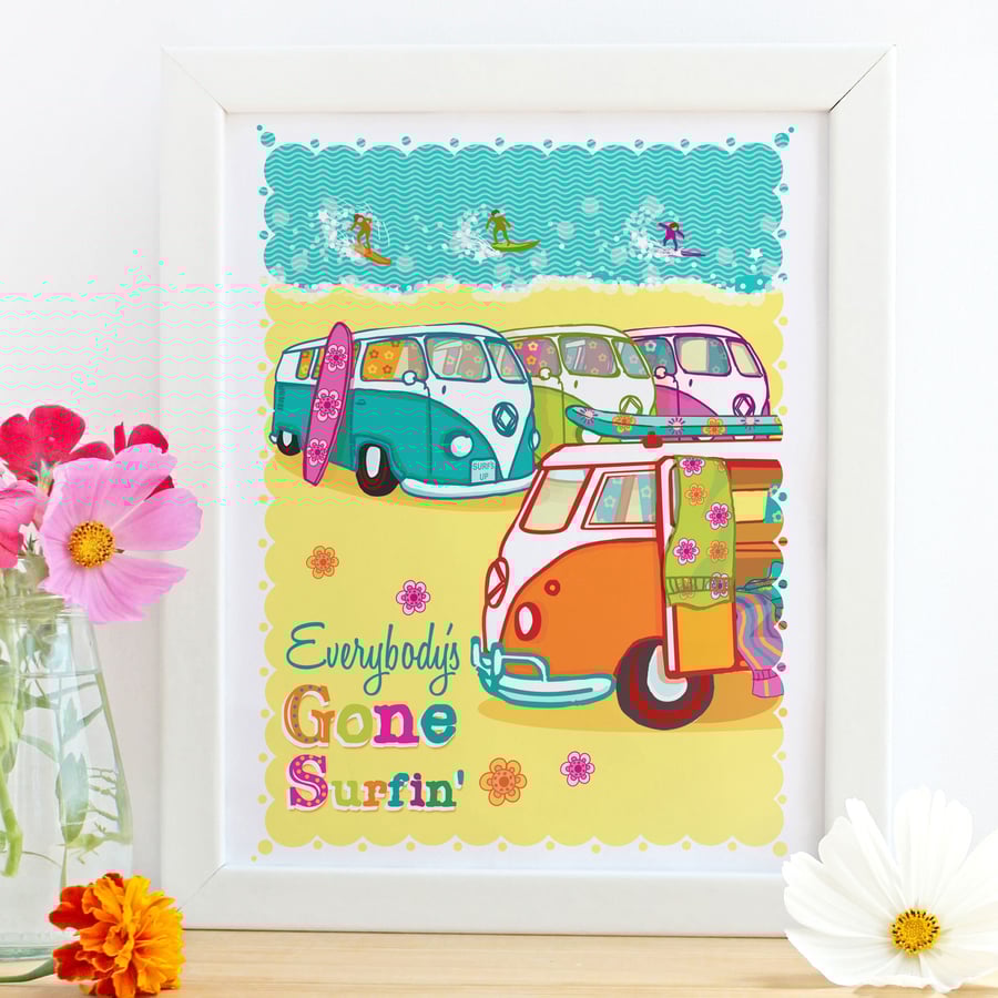 'Everybody's Gone Surfin' 10x8 Framed Print