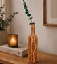 Riverstone Hand Painted Upcycled Glass Bottle Vase with Faux Eucalyptus Stem