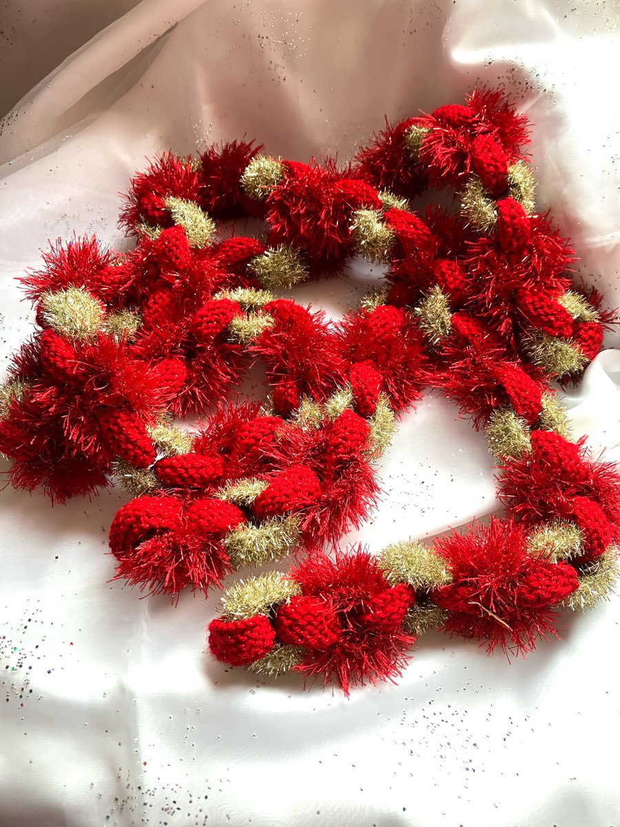 Christmas hand knitted chain decoration