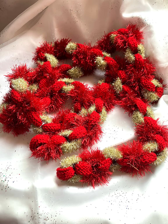 Christmas hand knitted chain decoration