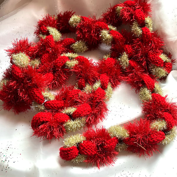 Christmas hand knitted chain decoration