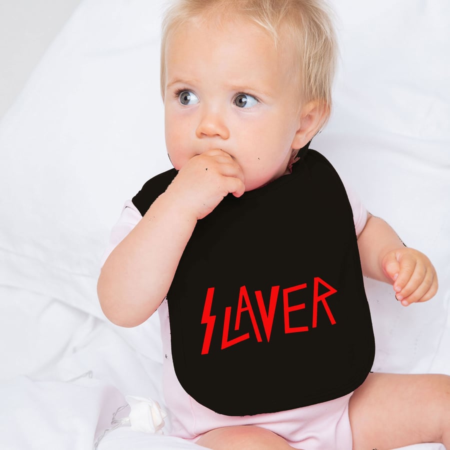 Slaver Baby Bib, Heavy Metal Thrash Baby Gift, Slayer style Bib, Dribble Bib