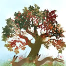 The Autumn Race - Leaping Hares Giclee Print