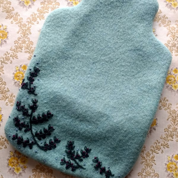 Blue Bilberries Vintage Wool Hot Water Bottle Cosy