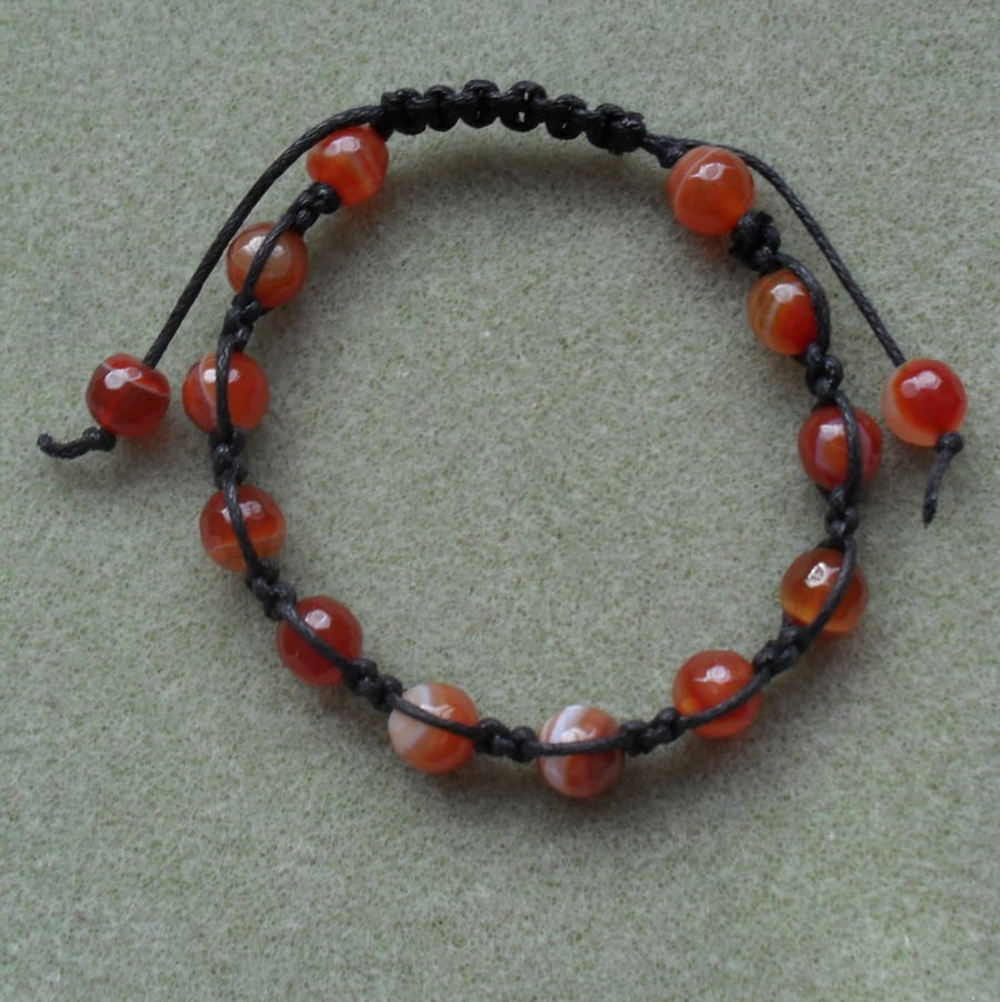 Agate Macrame Bracelet Knotted Burnt Orange
