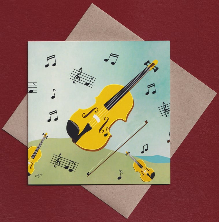 Greetings card - violins - music 