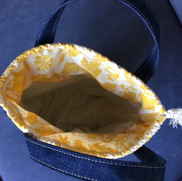 Small denim drawstring bag Folksy