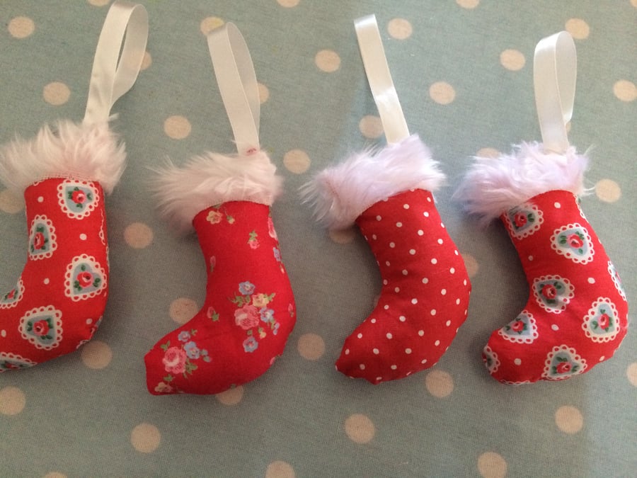 4 stuffed christmas stockings in cath kidston fabrics