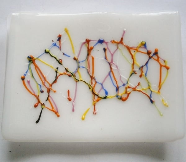 White fused glass soap dish