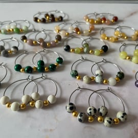 Handmade Gemstone Hoop Earrings (25mm)