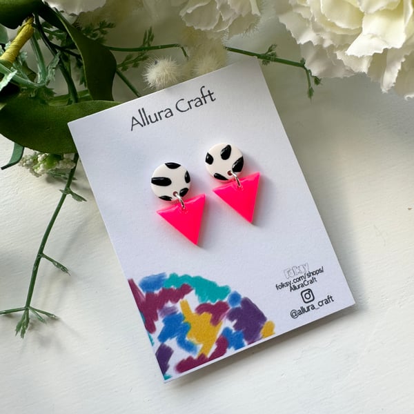 Animal Print & Neon Pink Earrings 
