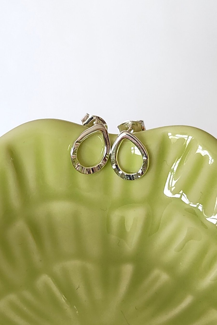 Sterling Silver Hammered Small Teardrop Stud Earrings