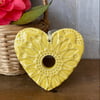 Small Pottery heart decoration yellow