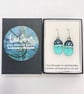 Aqua Blue Spotty Fused Glass Drop Earrings - Image 3
