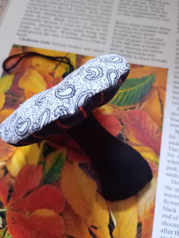 Fabric toadstool, hanging decoration 