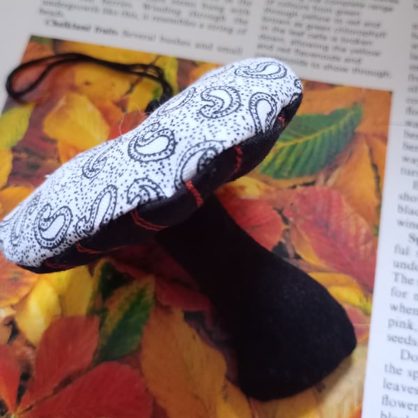 Fabric toadstool, hanging decoration 