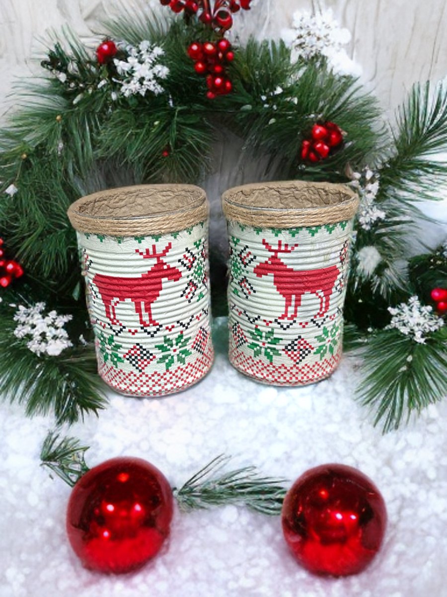 Boho Rustic Reindeer Handmade Recycled Eco-Friendly Indoor Kitchen Herb Gift Set