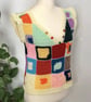 Handmade crochet unisex vest. Size S or M. Multicoloured. Display Buttons. - Image 2
