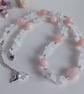 Blush Rose Quartz & Clear Quartz Necklace, Handmade Beaded Gemstone Choker