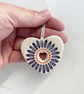 Small Ceramic heart decoration with purple daisy - Image 3