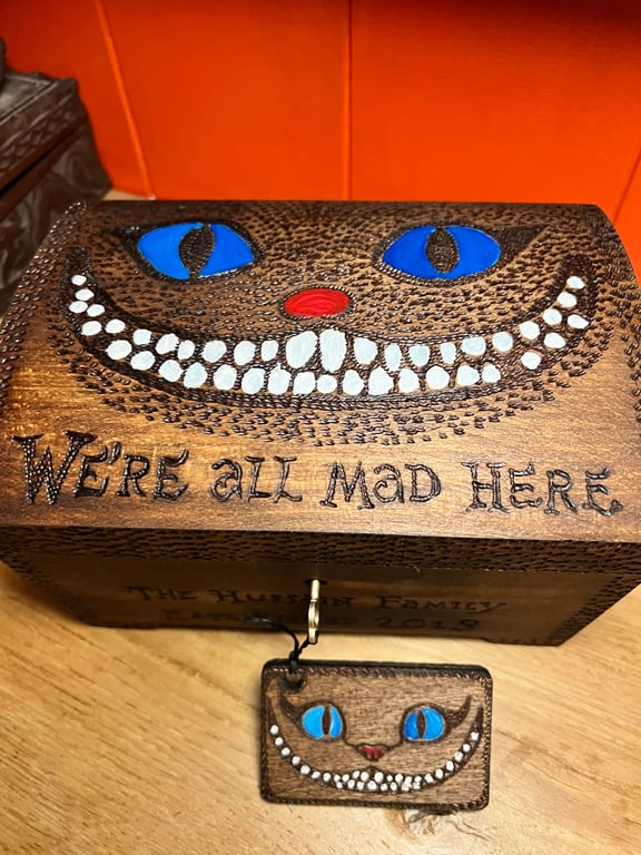 Lockable Wooden Box, cat design.