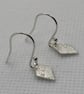 Pure silver, diamond shaped earrings with a starry pattern  - Image 3