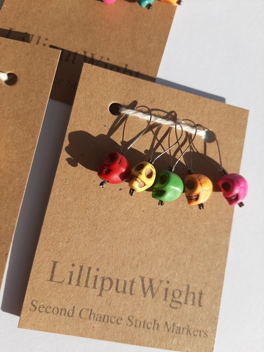 Colourful Halloween Skull stitch markers
