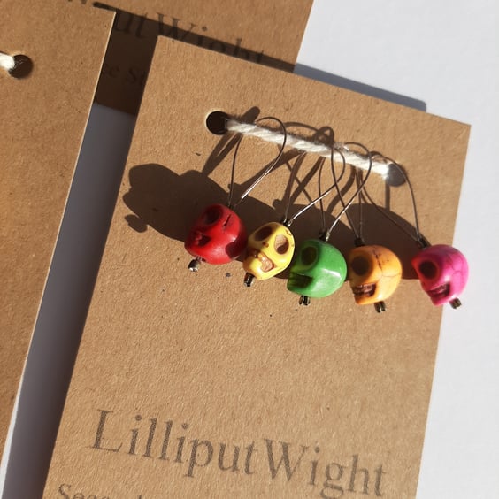 Colourful Halloween Skull stitch markers