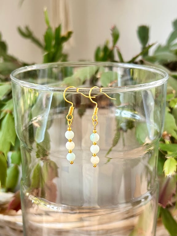 Amazonite dangle earrings - Zodiac birthstone for Virgo
