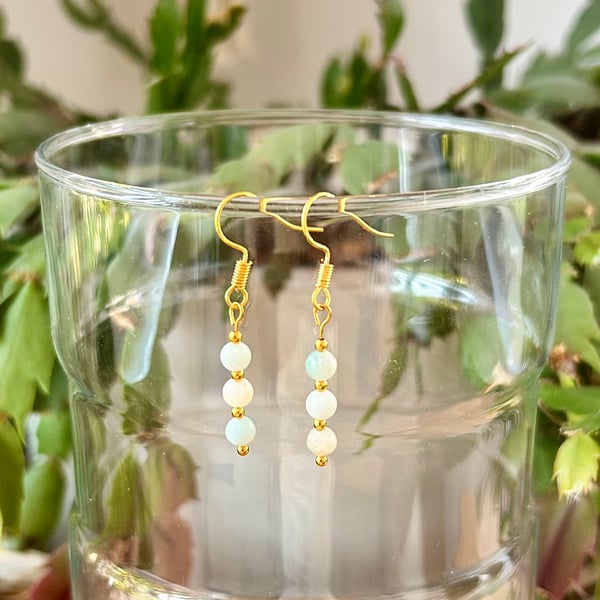 Amazonite dangle earrings - Zodiac birthstone for Virgo