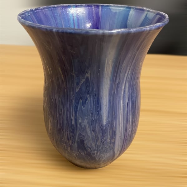 Acrylic fluid pour handmade painted vase