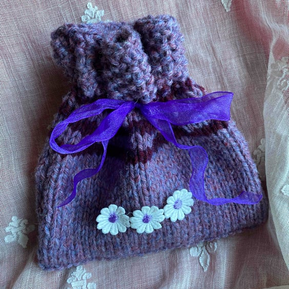 Hand knitted gift bag
