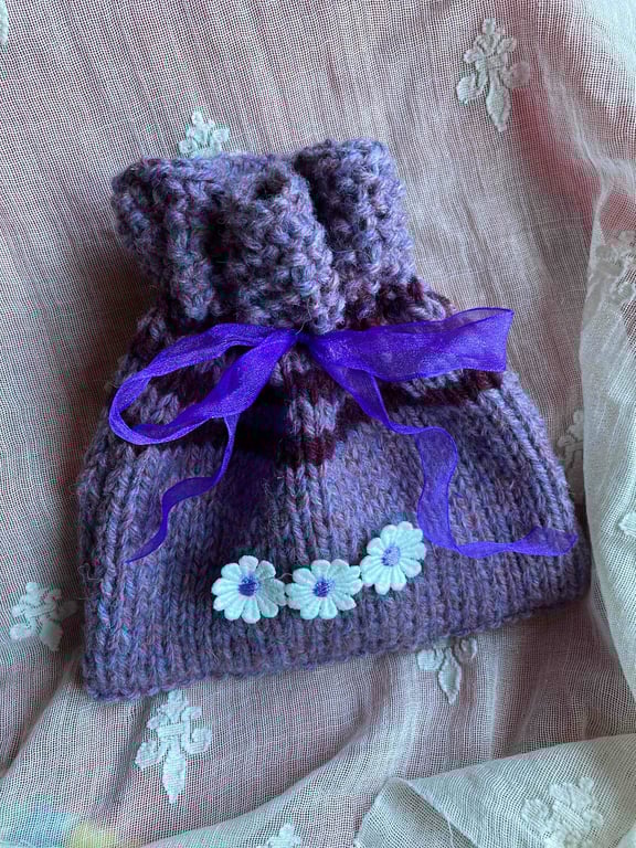 Hand knitted gift bag