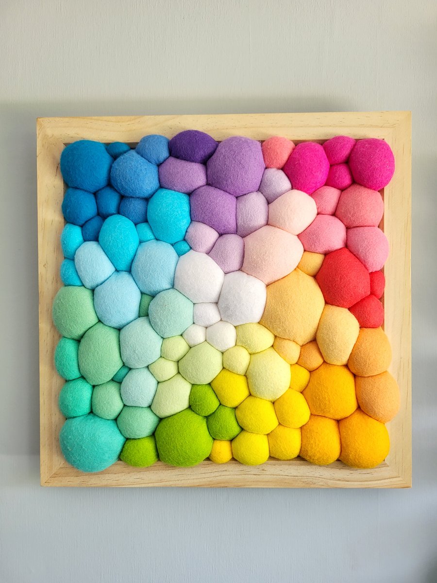 Random Pastel Rainbow Wall Art - Abstract Tactile felt Blobs
