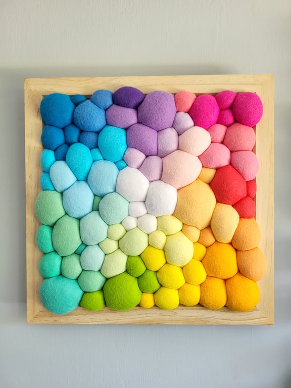 Random Pastel Rainbow Wall Art - Abstract Tactile felt Blobs