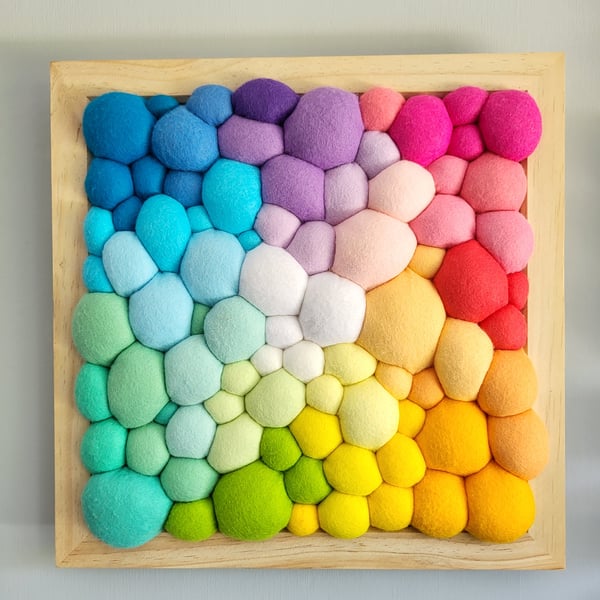 Random Pastel Rainbow Wall Art - Abstract Tactile felt Blobs