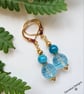 Faceted Sky Blue Quartz & Apatite Huggie Gold Plate Earrings