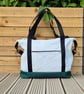 Large Weekender - Upcycled Sailcloth Travel Bag - zipped Tote - green & black