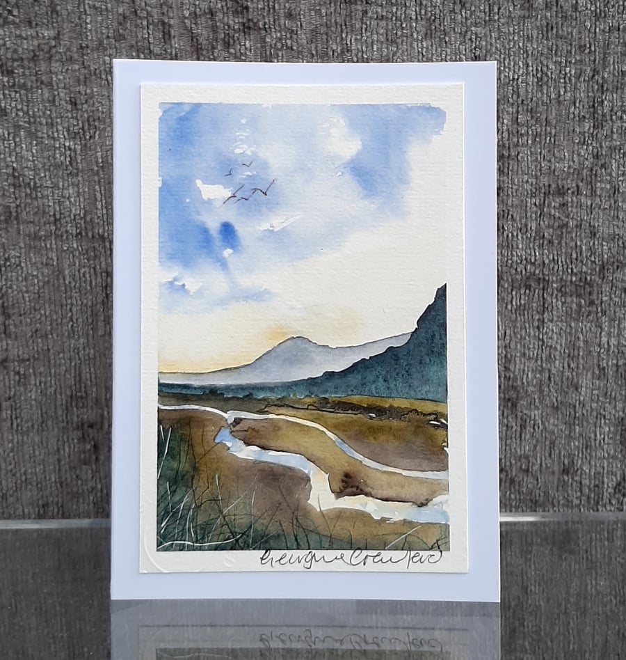 Running Through the Glen. Blank Card. Paper Art. Original Painting. Countryside 