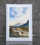 Running Through the Glen. Blank Card. Paper Art. Original Painting. Countryside 