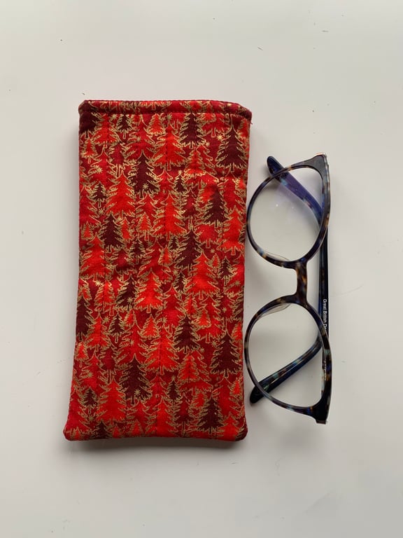 Christmas Trees Fabric Quilted Glasses Case